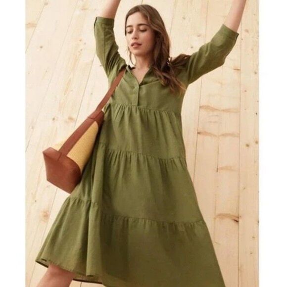 Jenni Kayne Dresses & Skirts - Jenni Kayne James Cotton Linen Midi Tiered Dress